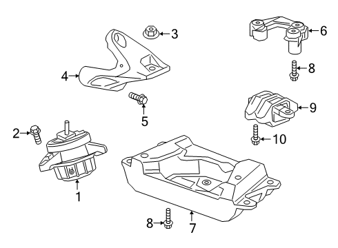 2020 Cadillac CT6 Engine & Trans Mounting Mount Bracket Diagram for 23391061