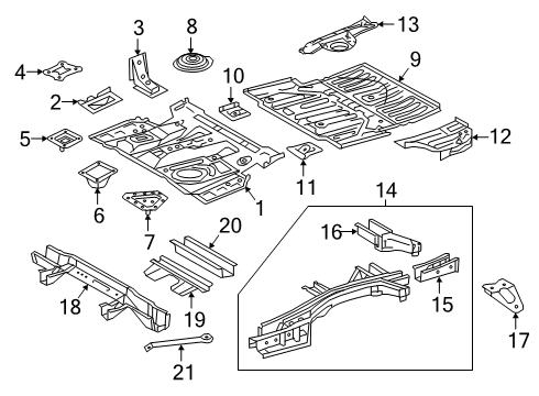 2022 Lexus RX350L Rear Floor & Rails Pan, Rear Floor Diagram for 58311-48110