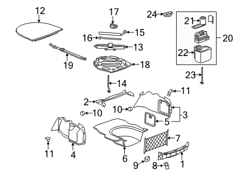 2011 Cadillac CTS Interior Trim - Rear Body Jack Assembly Diagram for 13500011