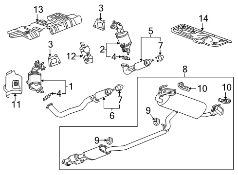 2017 Cadillac XT5 Exhaust Components Muffler & Pipe Diagram for 84048839