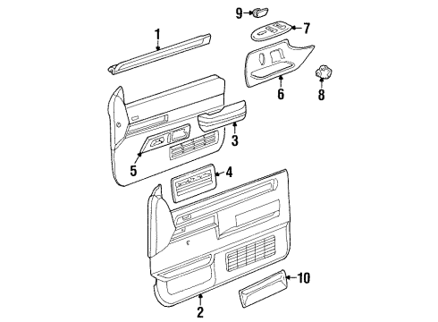 1992 GMC C3500 Front Door Armrest Asm-Rear Side Door /RH/ **Dark Red** *Dark Red Diagram for 15615022