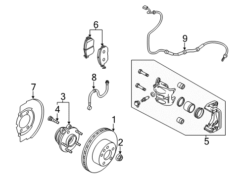 2013 Nissan Quest Front Brakes Disc Brake Kit Diagram for D1080-1JA0A