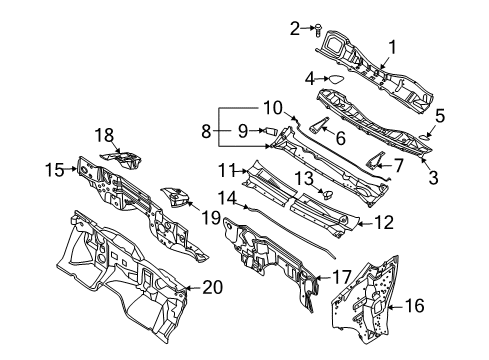 2008 Infiniti QX56 Cowl Grille-Cowl Top, RH Diagram for 66810-7S610