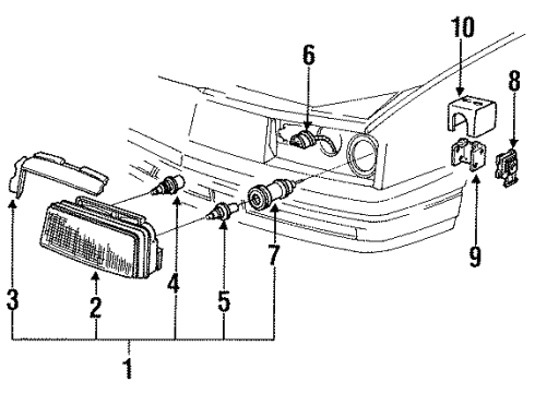 1988 Cadillac Allante Headlamps Harn Asm Diagram for 15300524