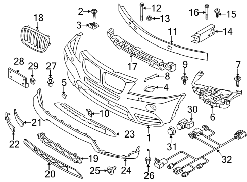 2011 BMW X3 Parking Aid Control Unit, Top Rear View Diagram for 66536994553