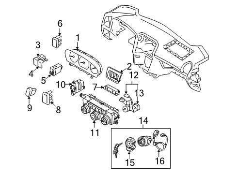 2010 Hyundai Sonata Ignition Lock Lock Key & Cylinder Set Diagram for 81905-0A511
