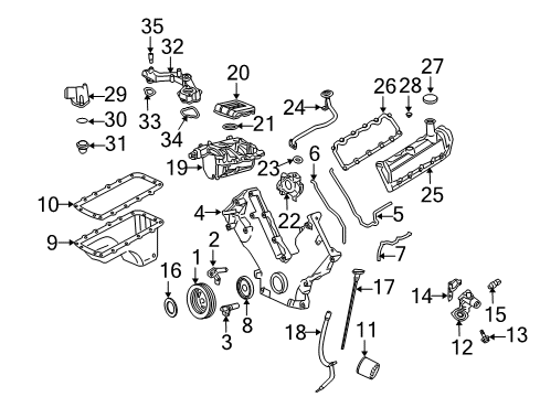 2006 Ford Expedition Engine Parts, Mounts, Cylinder Head & Valves, Camshaft & Timing, Oil Pan, Oil Pump, Crankshaft & Bearings, Pistons, Rings & Bearings, Variable Valve Timing Oil Feed Tube Diagram for 5F9Z-6622-AA