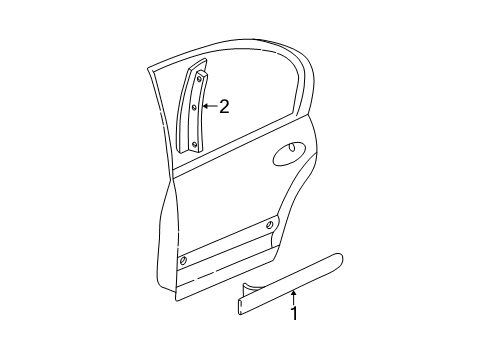 2000 Chevrolet Malibu Exterior Trim - Rear Door Molding Diagram for 22594616