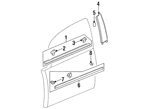 1995 Honda Odyssey Exterior Trim - Front Door Grommet, Center Pillar Garnish(Upper) Diagram for 91625-SM4-004