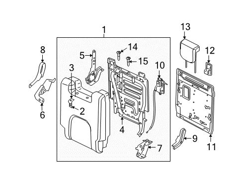 2006 Nissan Pathfinder Third Row Seats Cover Side Hinge Bracket Inner Diagram for 89395-EA000