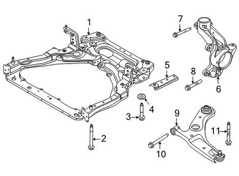 2020 Nissan Sentra Front Suspension, Lower Control Arm, Stabilizer Bar, Suspension Components Bolt Diagram for 54368-6LB0A