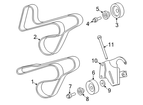 2001 Dodge Dakota Belts & Pulleys TENSIONER-ALTERNATOR Belt Diagram for 53030958