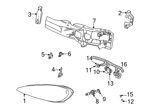 2004 Pontiac Grand Am Headlamps Retainer-Headlamp *Black Diagram for 22616552