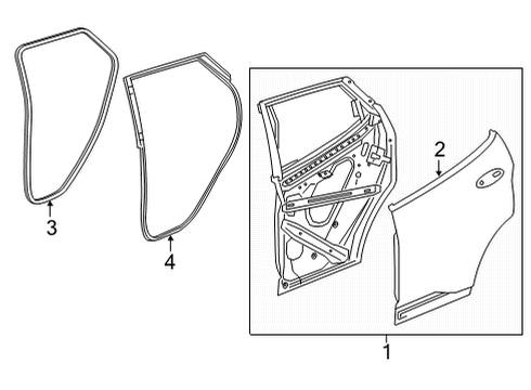 2022 Chevrolet Bolt EUV Door & Components Door Weatherstrip Diagram for 42692461