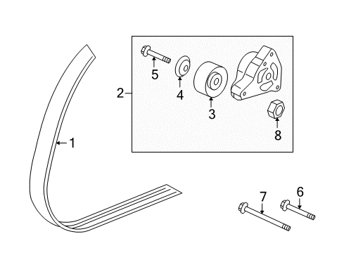 2010 Honda CR-V Belts & Pulleys Belt, Power Steering Pump Diagram for 56992-REZ-A01