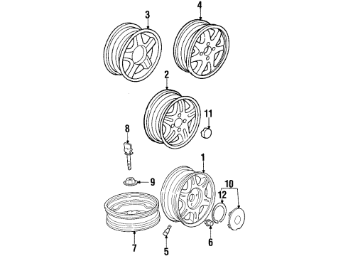 1997 Acura CL Wheels, Covers & Trim Cap Assembly, Aluminum Wheel Center Diagram for 44732-SS8-A01