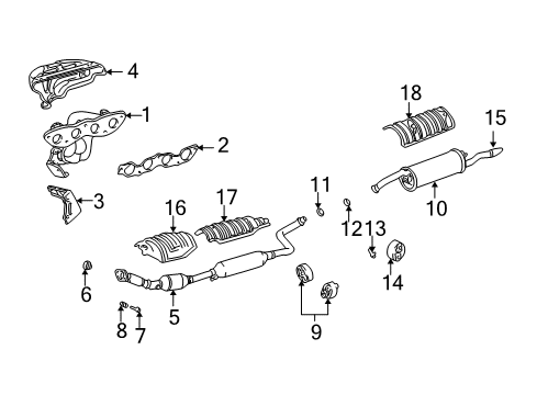 2005 Scion xA Exhaust Components, Exhaust Manifold Converter & Pipe Diagram for 17410-21441