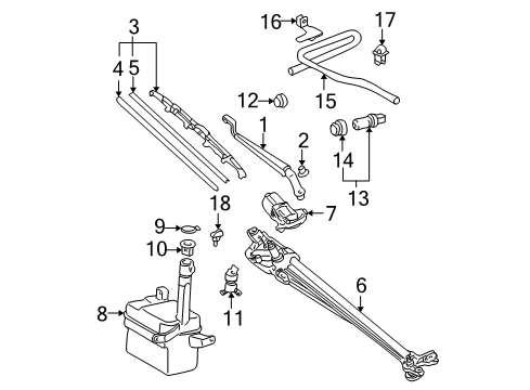 2001 Toyota Avalon Wiper & Washer Components Blade Assembly Diagram for 85222-07060