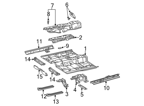 2002 Lexus ES300 Pillars, Rocker & Floor - Floor & Rails Pan, Front Floor Diagram for 58111-33900