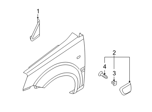 2007 Kia Rio Exterior Trim - Fender GARNISH Assembly-Delta R Diagram for 861901G000