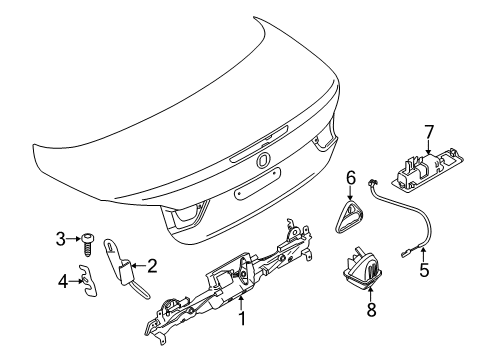 2016 BMW 428i Parking Aid Bowden Cable, Trunk Lid Diagram for 51247295252