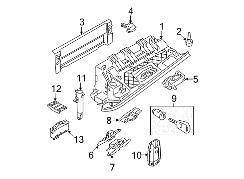 2012 BMW 335i Glove Box Adapter, Spare Key Diagram for 66126937508