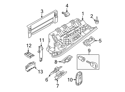 2012 BMW 335i Glove Box Glove Box Diagram for 51169110539