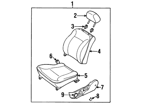 1999 Kia Sephia Front Seat Components Cushion-FSEAT, LH Diagram for 0K2AA57160B75