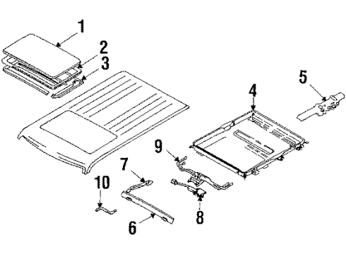 1987 Nissan Stanza Sunroof Handle Sunroof Diagram for 73688-W1010