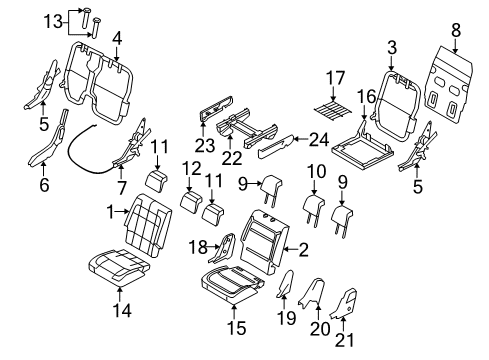 2011 Ford Flex Second Row Seats Pivot Cover Diagram for 8A8Z-7461348-BC