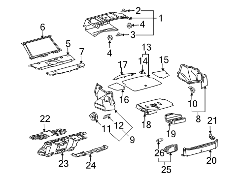 2008 Lexus GS350 Interior Trim - Rear Body Pad, Room Partition, No.3 Diagram for 64278-30010