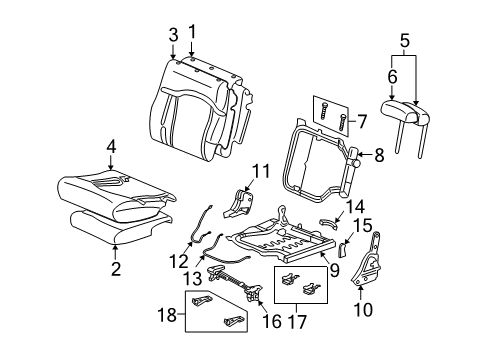 2003 Hummer H2 Third Row Seats Cushion Frame Diagram for 88977735