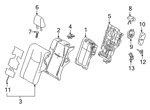 2020 Toyota RAV4 Rear Seat Components Seat Back Pad Diagram for 71652-42190