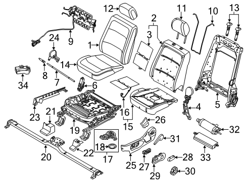 2016 Ford Flex Front Seat Components Lumbar Adjuster Diagram for 9L3Z-1561199-DA
