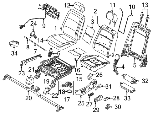 2018 Ford Flex Power Seats Adjuster Switch Diagram for 8A4Z-14C715-AA
