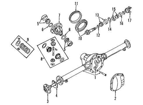 1996 Dodge Ram 2500 Rear Axle, Differential, Propeller Shaft Drive Shaft Diagram for 52105322