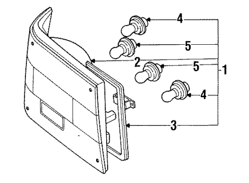 1988 Chevrolet Spectrum Tail Lamps LENS/W HO Diagram for 94449033