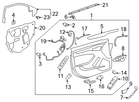 2013 Cadillac CTS Interior Trim - Front Door Lock Switch Diagram for 25777730