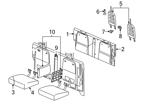 2009 Dodge Dakota Rear Seat Components Rear Seat Cushion Right Diagram for 1JL201DVAA