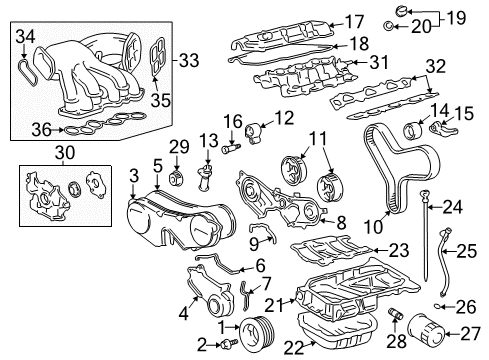 2002 Lexus ES300 Filters Bracket, Timing Belt Idler Diagram for 13584-20011