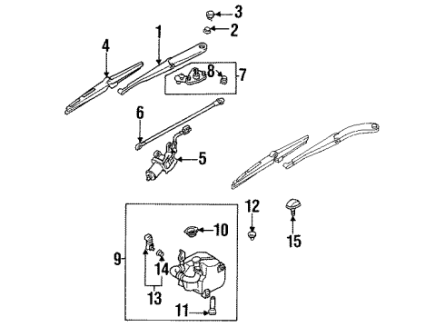 1996 Infiniti J30 Wiper & Washer Components Window Wiper Blade Assembly No 1 Diagram for 28890-10Y70