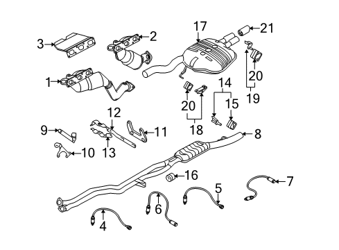 2004 BMW 530i Powertrain Control Exhaust Pipe Diagram for 18307526620