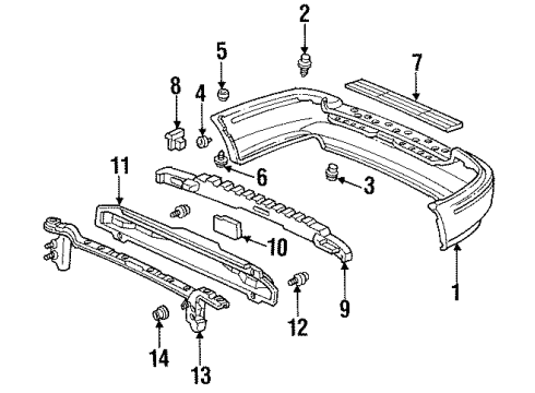 1994 Honda Accord Rear Bumper Clip, Fender (Inner) Diagram for 91512-SM4-003