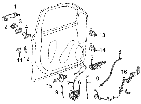 2019 GMC Sierra 1500 Front Door Handle, Outside Diagram for 22923605