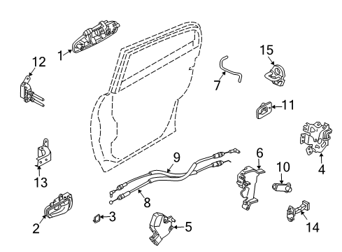 2006 Infiniti G35 Front Door Handle Assembly-Rear Door Outside, L Diagram for 82607-AC70E