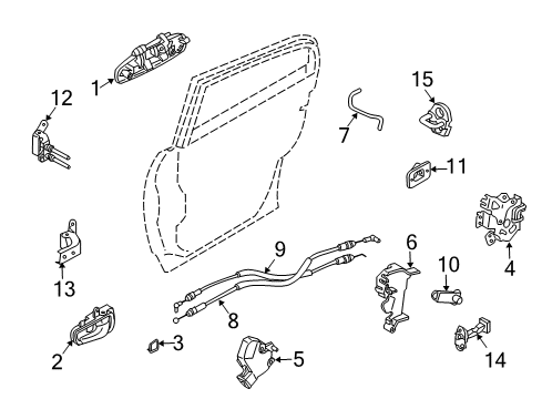 2003 Infiniti G35 Rear Door Handle Assembly-Rear Door Outside, LH Diagram for 82607-AQ00A