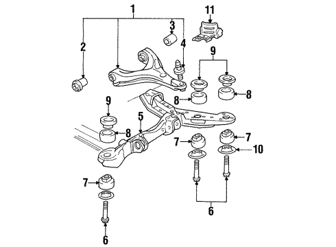 1999 Buick LeSabre Front Suspension Components, Lower Control Arm, Stabilizer Bar Insulator Cushion Diagram for 25536050