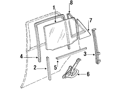 1989 Pontiac LeMans Rear Door - Glass & Hardware Door Lock Control Diagram for 90204676