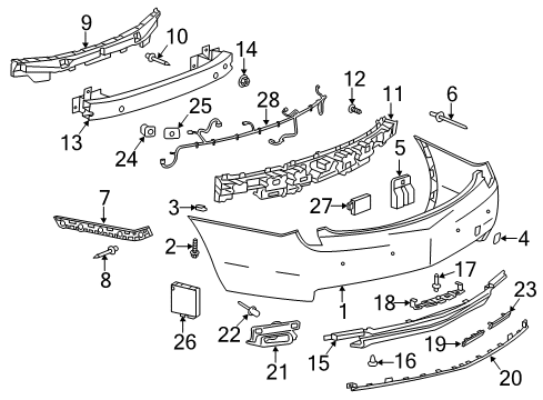 2015 Cadillac XTS Lane Departure Warning Tow Bracket Cover Diagram for 22914036