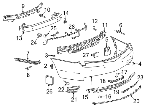 2015 Cadillac XTS Lane Departure Warning Harness, Rear Object Alarm Sensor Wiring Diagram for 22888760